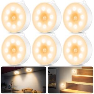 Veilleuse avec d&eacute;tecteur de mouvement, lampes aliment&eacute;es par 3 piles AAA, marche/arr&ecirc;t automatique, &eacute;clairage de placard, d&eacute;tecteur de mouvement int&eacute;rieur pour l'escalier, la chambre, la cuisine, la (HIKOO, neuf)