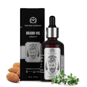 THE MAN COMPANY Beard Oil for Growth – Beard Growth Oil (1.1 oz) – 100% Natural Beard Oil for Men with Almond Oil and Thyme – Beard Conditioner, Moisturizer, Itch Relief and Frizz Control (evelleneinternational, neuf)