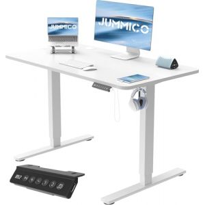 JUMMICO Escritorio Elevable Eléctrico Con Cargador USB, Escritorio Regulable en Altura Ergonomica Escritorio de Pie Ajustable Smart Panel Con Funciones de Memoria, Standing Desk 100 x 60 cm, Blanco (Triumphkey Store, neuf)