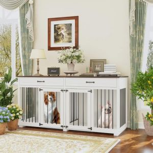 Cage pour chien XXL - Cage pour chien pour la maison - Grande caisse d'intérieur - Planche PB + fer à repasser - Cage de transport pour chien avec 2 portes - Cage de transport pour chien - 164 x 80 x (Junren, neuf)