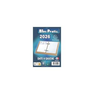 Bloc Pratic 2026, 1 Recharge Bloc éphéméride, date à gauche, 8,2x12cm, Socle non inclus (√ Plannings, neuf)