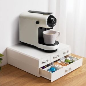 Navaris Porte Capsules - Rangement Compatible avec Nespresso 96 dosettes - 34,3 x 32,6 x 12,8 cm - Compatible avec Capsule CBTL K-Cups Verismo - 4 tiroirs utilisables (SX-Commerce, neuf)
