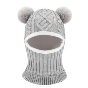 AYPOW Bonnet Cagoule Chaud d'Hiver pour B&eacute;b&eacute; Enfant de 1 &agrave; 6 Ans, Ensemble Chapeau &Eacute;charpe Multifonction Thermique Coupe-Vent pour Filles Gar&ccedil;ons Tout-Petits, Chapeaux Masque Tricot&eacute; Doubl&eacute; en Polaire (nxpoy, neuf)