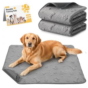 HezzLuv Tapis &eacute;ducateurs lavables pour Chiot, Lot de 2, Tapis Pipi pour Chien r&eacute;utilisables Ultra-absorbants, al&egrave;ses pour Animaux imperm&eacute;ables antid&eacute;rapantes avec Motif Pattes/os &ndash; 90&times;100cm (INSYU, neuf)