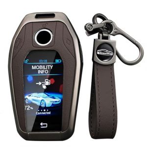 KUNIO Coque de clé adaptée pour BMW Display Key Série 5 Série 7 G01 G02 G05 G07 G11 G12 G30 G31 G32 I8 I12 I15 X3 X4 X5 X7 Protection en alliage de zinc Étui porte-clés, Marron, 4 Tasten (KUNIO, neuf)