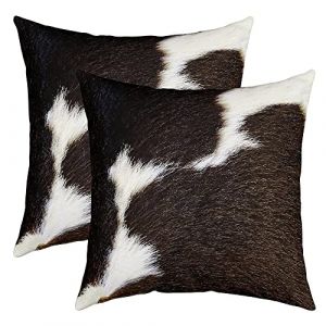 Cuir Vache Taies d'oreillers 50x50cm Cuir Vache Imprimer Housse de Coussin pour Le Salon Chambre à Canapéer Lot De 2 Housse Coussin Western Ferme Animaux Cuir Blanc Noir Taie Oreiller (Bofanshangmao, neuf)