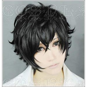 Anime DEVIL SURVIVOR 2 the ANIMATION Kuze Hibiki Cosplay Wigs Short Black Heat Resistant Synthetic Hair Wig + Wig Cap (zhouqiangshangmao, neuf)