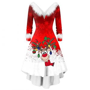 Robe de Noël Femme Grande Taille Fantaisie Rudolph Robe Annee 60 Noel Vintage Rétro Année 50s pin-up Rockabilly Swing à Pois Robes de Soirée Chic Déguisements Noel Adultes (j-Green, XXL) (BAULMD（90% Big Promotion Without Discount Code ）, neuf)