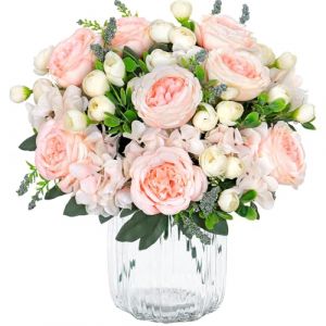 SOMYTING Lot de 4 bouquets de pivoines artificielles - Bouquet de pivoines artificielles - Fleurs d'hortensia en soie - Bouquets de pivoines en soie pour mariage, centres de table - D&eacute;coration florale (BGX-EU, neuf)