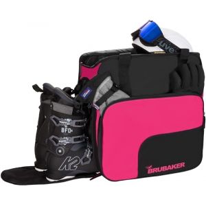 BRUBAKER Sac &agrave; chaussures de ski super fonctionnel - Sac &agrave; dos pour bottes de ski, casque de ski, gants et v&ecirc;tements - Sac &agrave; chaussures de ski avec compartiment pour casque - Noir/rose (BRUBAKER (Der Schnellversender!), neuf)