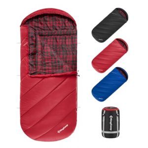 KingCamp Sac de Couchage Camping 3-4 Saisons Extra Large 220x100 cm Sac de Couchage Adulte Enfant Ultralight Portable Flanelle de Coton Grand Froid pour Trekking Randonnée Extérieur Intérieur Voyage (KingCamp EU, neuf)