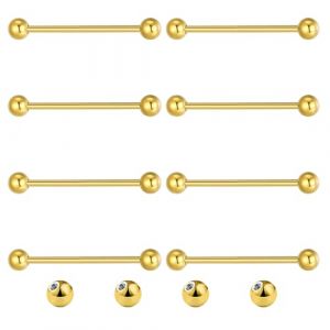 Gojewen 12 pièces piercing langue mamelon acier chirurgical or piercing langue mamelon 20mm (Gojewen Jewelry, neuf)