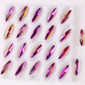 Cristal de verre 4 * 15mm forme mince arc-en-ciel gelée bonbon point arrière colle sur perles de strass applique bricolage coupe-A11 Topaze RB,4x15mm 50pcs (xiekedihaowu, neuf)