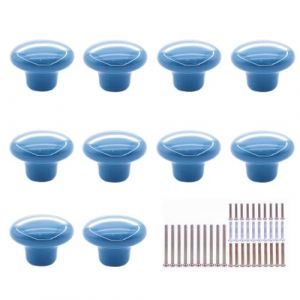 MayGreeny 10 Pi&egrave;ces Bouton de Meuble en C&eacute;ramique Ronde 32mm - Boutons de Portes pour Placards - Poignee De Meuble Cuisine avec 4 Tailles de Vis, Bleu (MayGreeny, neuf)
