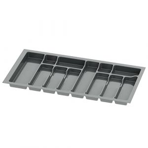 Sossai range-couverts Divio pour tiroirs de 90 cm de large, 83x43 cm – découpable, 12 compartiments, anthracite, bac à couverts en plastique pour tiroirs de cuisine (Sossai FR, neuf)