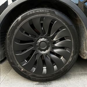 Kavanic pour enjoliveur de Roue Tesla Model Y 48,3 cm Noir Mat avec Logo symétrique (4 pièces) Style Uberturbine 2020-2023 modèle Y Gemini de Remplacement (Kavanic, neuf)