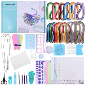 YURROAD Quilling Kit Complet D&eacute;butant Adulte, 1860 Bandes Quilling Papier 3mm/5mm/10mm Largeur et Outils Quilling Gabarit Quilling Planche &Eacute;lectrique Quilling Outil Stylo Quilling Peigne (YURROAD CRAFTS, neuf)