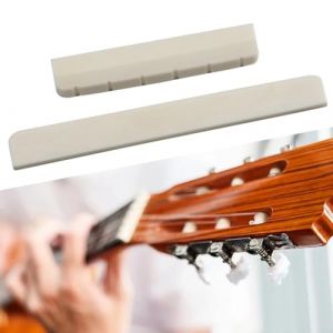 Lot de 2 chevalet de guitare classique en os de vache &agrave; 6 cordes avec sillet et sillet (FeiXunMaoYi, neuf)