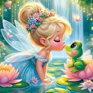 GDYEEH 5D F&eacute;e Princesse Diamant Painting Kit, DIY Dessin Anim&eacute; Art du Diamant Complet Kits, Grenouille Diamond Art Kits Strass Point de Croix Painting pour Adultes D&eacute;butants Maison D&eacute;cor 30x30 cm (GDYEEH Direct, neuf)