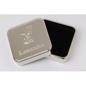 AN/VIE Bo&icirc;te &agrave; Dents de Lait Personnalis&eacute;e en M&eacute;tal Argent&eacute;, Gravure Pr&eacute;nom avec Petite Souris, 6 x 6 x 2,5 cm (AN/VIE, neuf)