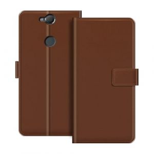 ESACMOT &Eacute;tui Portefeuille en Cuir Compatible avec Sony Xperia XA2 Plus Coque &agrave; Rabat avec Porte-Cartes et Support, Fermeture Magn&eacute;tique, &Eacute;tui Folio Antichoc (Marron) (TomCase, neuf)