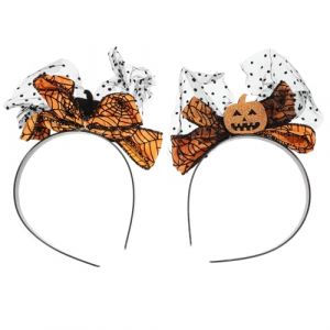 CALLARON Lot de 2 Serrage-T&ecirc;tes Halloween en Maille N&oelig;ud Citrouille Orange Accessoires pour Cheveux Festifs Bandeaux L&eacute;gers et Compacts pour F&ecirc;tes Costum&eacute;es et D&eacute;corations Capillaires (Raindrops On Roof, neuf)