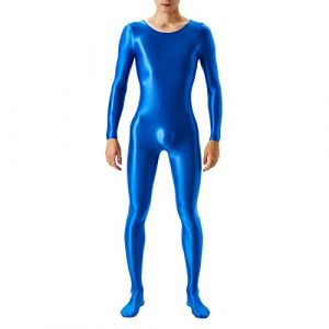 Ensemble de compression pour homme avec effet mouillé - T-shirt de compression rashguard à manches longues - En latex - Avec pantalon de compression - Pour fitness, gym, yoga, bleu, M (SDFKLJV, neuf)