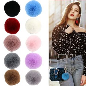 QIBZI Glands et pompons pour couture,Pom Poms en fausse peluche, pompons en fourrure de renard synthétique douce avec boucles élastiques pour chapeaux, porte-clés, écharpes et gants, 10 pièces (FENGYANdddd, neuf)