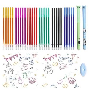 THXFUNAREA Mines de rechange,Lot de 30 Recharge Stylo compatibles avec Legamii,Stylo Effaçable pointe 0,5 mm,hauteur 13 cm,Rouleau d'encre Effaçable,6 Couleurs,Avec 1 gomme (BYSMDXZDZH, neuf)