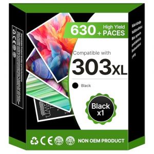 Washope Encre 303XL 303 XL Cartouche d'encre Noire Remplacement Cartouche pour HP 303 303 XL Noir pour HP Envy Photo 6230 7134 6232 6220 7830 6234 7130 7855 7864 (1 Noir) (VETRINIA, neuf)