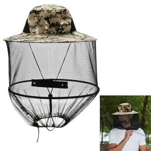 dellyy Chapeau Homme avec Moustiquaire, Chapeau Moustiquaire Camouflage Gris pour l'Apiculture, la Pêche, le Camping, l'Alpinisme et les Voyages, Protège des Piqûres d'Abeilles et de Moustiques (HUAFA99, neuf)
