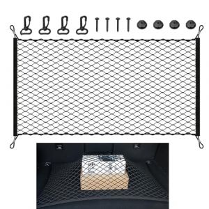 Shuaigehqf Filet de Rangement Coffre de Voiture, 110x60cm, Filet de rangement élastique pour coffre de voiture, Filet de Rangement pour Coffre de Voiture, Convient à la Plupart des coffres de Voitures (CARARENCE, neuf)