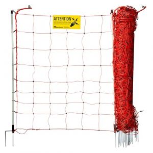 horizont Strongline Clôture électrique pour moutons et chèvres, 50 m, 105 cm de haut, 14 piquets en fibre de verre à double pointe, orange, clôture électrique pour moutons et chèvres, clôture mobile (horizont group GmbH, neuf)