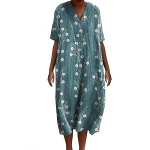Robe Femme Ete Mi Longue Pull Femmes Ample Dress Tendance Plage Shirt Moulante Blanche Deguisement Imprimé Fleurs Été Tunique Jupe Robe Plage Ete Fluide Chemisier Légère Large (Anglekie, neuf)