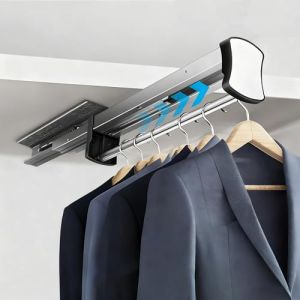 HONZUEN Extensible Tringle Penderie 40cm, Barre de Penderie, Barre Telescopique avec Fermeture Douce, Porte Pantalon Coulissant 16-18 pi&egrave;ces, Tringle Dressing Gain de Place, Charge 45kg (HJY EU, neuf)