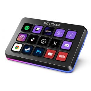 AmpliGame Contr&ocirc;leur de flux avec 15 touches macro, clavier de diffusion en continu pour OBS/Twitch/YouTube/Streamlabs, raccourcis, fonctionne avec Mac (ESBA SHOP, neuf)