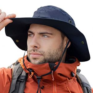 Comhats Grand chapeau de soleil pour homme XL &agrave; XXL, large bord UV, chapeau de safari Bonnie pour l'&eacute;t&eacute;, l'ext&eacute;rieur, la randonn&eacute;e, la p&ecirc;che, la marche, bleu marine, Large/X-Large (TOP-EX Hats, neuf)