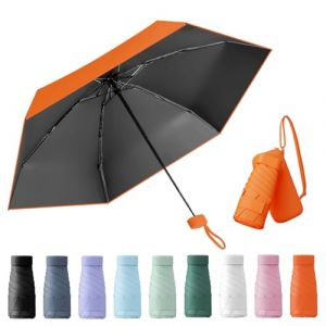 Wydexint Parapluie Compact Pliable Anti UV, Mini Pliant, Livré Avec Une Boîte à Capsules De Voyage, Imperméable Et Coupe-Vent (Orange) (VERMA  GmbH, neuf)