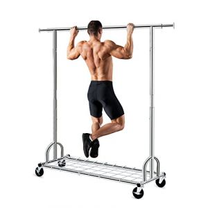 HOKEEPER Portant à vêtements extensible robuste avec étagère, portant à vêtements avec roulettes verrouillables de qualité industrielle, capacité de 200 kg (EUoutdoor, neuf)