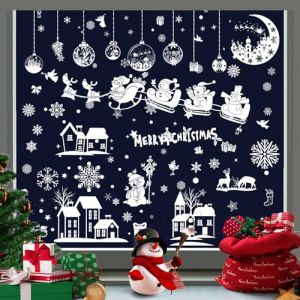 Autocollant No&euml;l Fen&ecirc;tre, Stickers Noel Fenetre R&eacute;utilisable Amovible Statique PVC Autocollants pour Magasin Vitre Vitrine Porte, Hiver Decoration Noel Maison Interieur Flocon de Neige Sticker 274pcs (Cxyue, neuf)