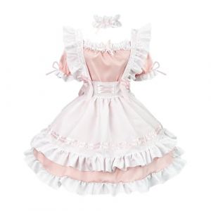 Generisch Robe de cosplay mignonne pour femme manga - Costume de manga - Tenue Lolita avec chapeau - Longueur genou - Pour carnaval, f&ecirc;te &agrave; th&egrave;me, Rose, L (PIQ_hkti, neuf)