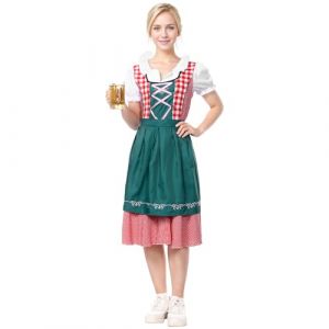 Joyesplay Costume Bavarois Femme Tenue Bavaroise Costume Oktoberfest Robe Bavaroise Set costume fete de la biere femme(Vert Foncé, XL) (Fubaoo, neuf)