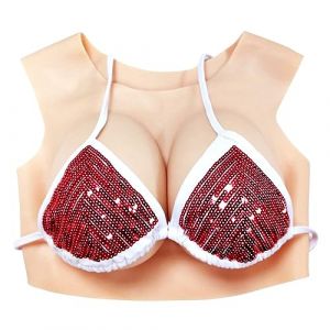 WISFANCY Sein de Silicone Proth&egrave;se, Artificielle Poitrine Forme Proth&egrave;se Mammaire, Plaques de Poitrine en Silicone pour Mastectomie Transgenre Drag Queen Cosplay(Nude, E Cup-Coton &Eacute;lastique) (Wisfancy-EU, neuf)