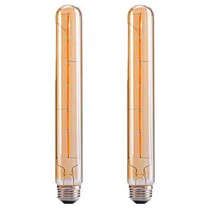 ZHIYUE Lot de 2 Ampoules LED Edison Flute Tube - Non Dimmable - E27 t30 30 cm Ampoule LED 6W 600LM, Style Rétro Antique Ampoule LED Vintage, Ampoule LED Filament, Verre Ambré -2700K Blanc Chaud (ZHIYUE1, neuf)