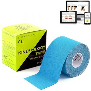 KALAHARI Bande Kinesiologie Professionnelle + eBook d&rsquo;Applications en Fran&ccedil;ais &ndash; Kinesio Tape &agrave; Haute Adh&eacute;rence, R&eacute;sistant &agrave; l&rsquo;Eau et &agrave; la Sueur, K Tape pour Sport et R&eacute;&eacute;ducation 5cm x 5m, BLEU (KALAHARI, neuf)