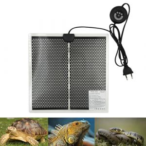 PeSandy Tapis Chauffants pour Terrariums, 28x28CM Tapis Chauffant pour Reptile avec 7 Boutons de Réglage de la Température, Coussin Chauffant pour Reptiles Tortue Serpents Lézards Geckos Grenouille (Sallie-Wong, neuf)