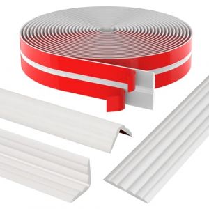 Starvortex 4M Corniere PVC, Baguette d'Angle Flexibles Autocollants, Plinthe Souple Autoadhésive à Découper, Cornière Souple pour Arrondi, Protection Angle Mur, Baguette de Finition (Starvortex EU, neuf)