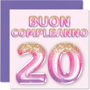 Stuff4 Carte v&oelig;ux pour 20e anniversaire pour femme &ndash; Ballons roses violets &agrave; paillettes &ndash; Cartes joyeux 20e anniversaire pour femme 20 ans, fille, s&oelig;ur, tante, cousine, 145 mm, vingti&egrave;me anniversaire (Stuff 4, neuf)