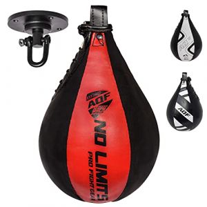 AQF Punching Ball Adulte Sac de Boxe en Cuir avec Fixations Kit d'entraînement Poire de Vitesse MMA et Pivotant Rotule Plafond (SPORTS INSIDE, neuf)