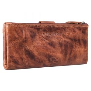 STILORD 'Camille' Grand Portefeuille Femme Cuir Vintage Porte Monnaie Voyage Élégant Porte Carte Anti RFID Grande Bourse XXL en Cuir Véritable, Couleur:Kara - Cognac (STILORD Cuir, neuf)